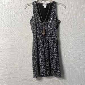 RODARTE sequin cheetah or leopard gray black dress